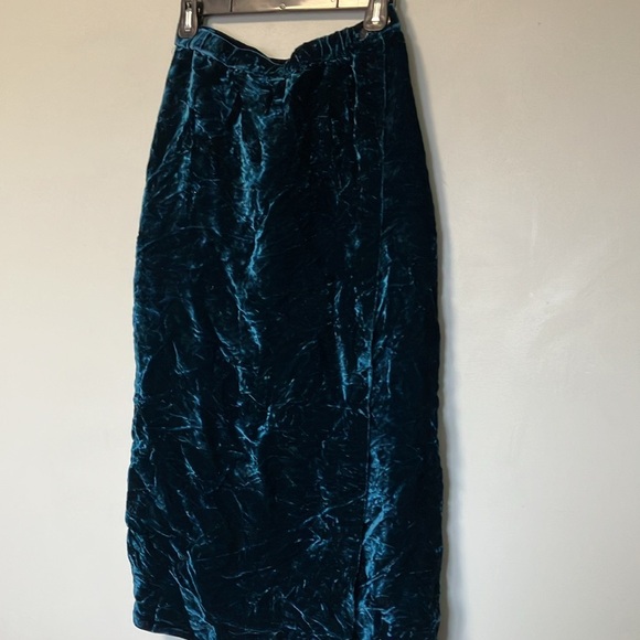 Eileen Fisher Vintage Blue Teal Velvet Wrap Skirt - Picture 3 of 10
